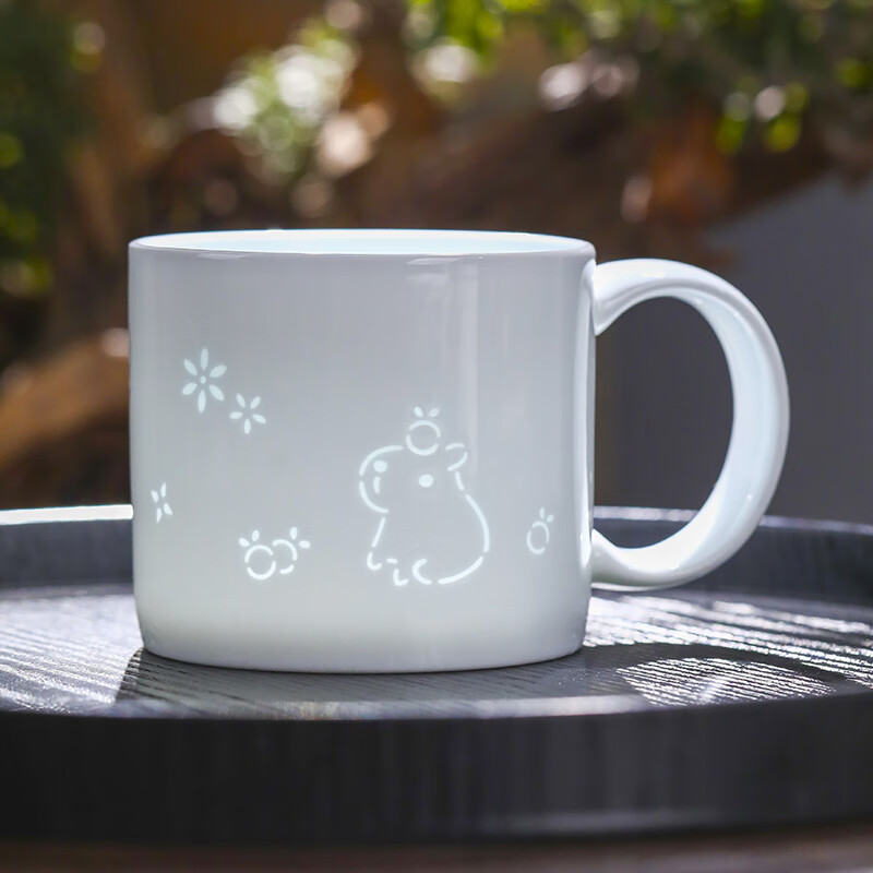 玉蝶景德鎮陶瓷杯高檔玲瓏馬克杯高顏值咖啡杯情侶杯辦公室家用喝水杯 卡皮巴拉