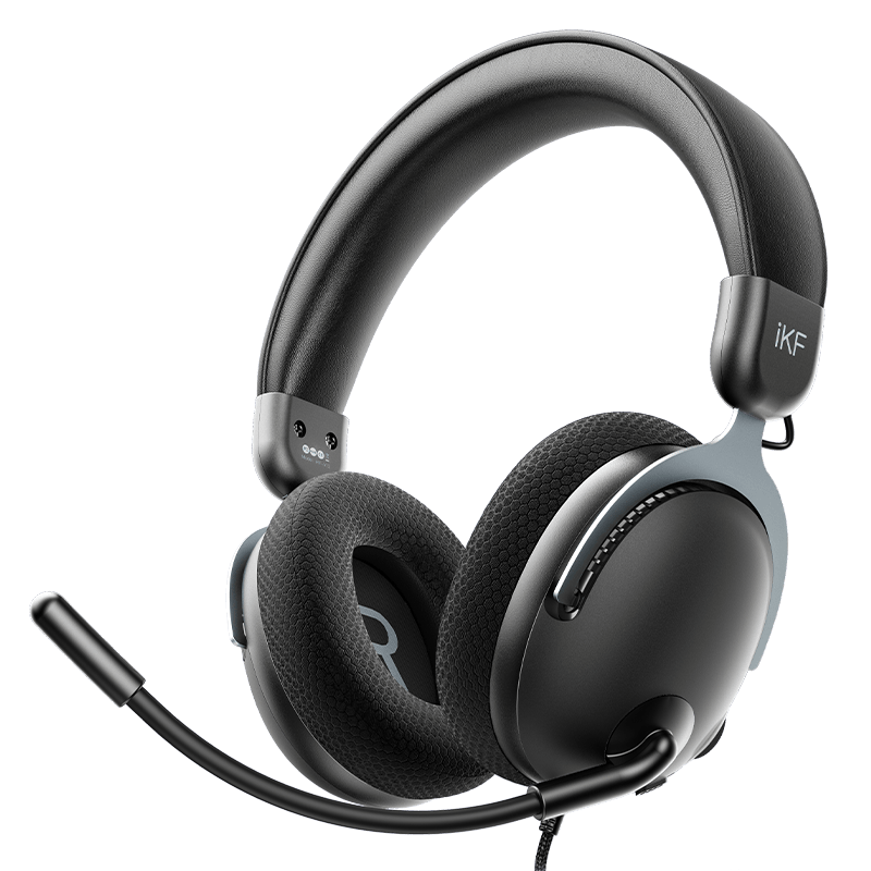 iKF V12【USB声卡版】游戏耳机头戴式电竞耳机有线FPS专属调音7.1环绕音效耳麦无畏契约三角洲 黑灰色