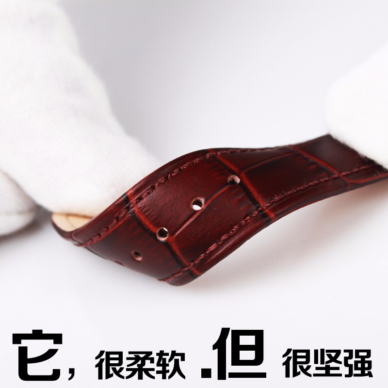 欧格利（Aurgelly）牛皮表带代用天梭卡西欧浪琴欧米茄手表带真皮表带男皮表带手表配件男士表带配换装工具 黑色皮带-20mm