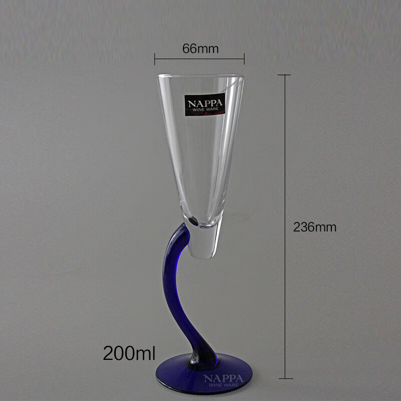 NAPPA雞尾酒杯香檳杯 歐式創(chuàng)意異形水晶玻璃高腳紅酒杯洋酒 藍(lán)腳香檳杯 200ml