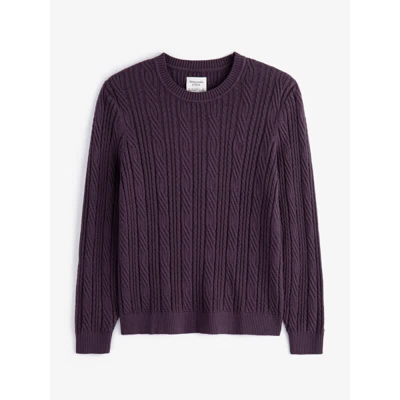 Abercrombie &amp; Fitch男装24秋冬款美式覆古经典小麋鹿绞花长袖针织衫毛衣KI120-4197 奶油色 M _(180_100A)