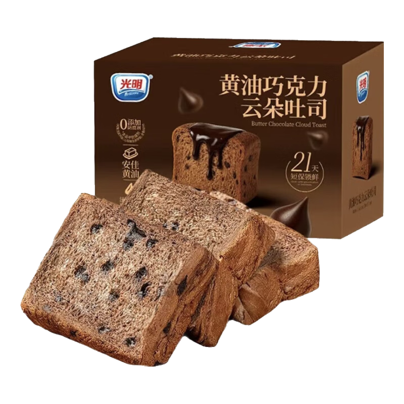 光明（Brilliant）黄油厚切巧克力吐司整箱无添加蔗糖蛋糕点营养零食代早餐面包 黄油巧克力厚切吐司350g*1箱