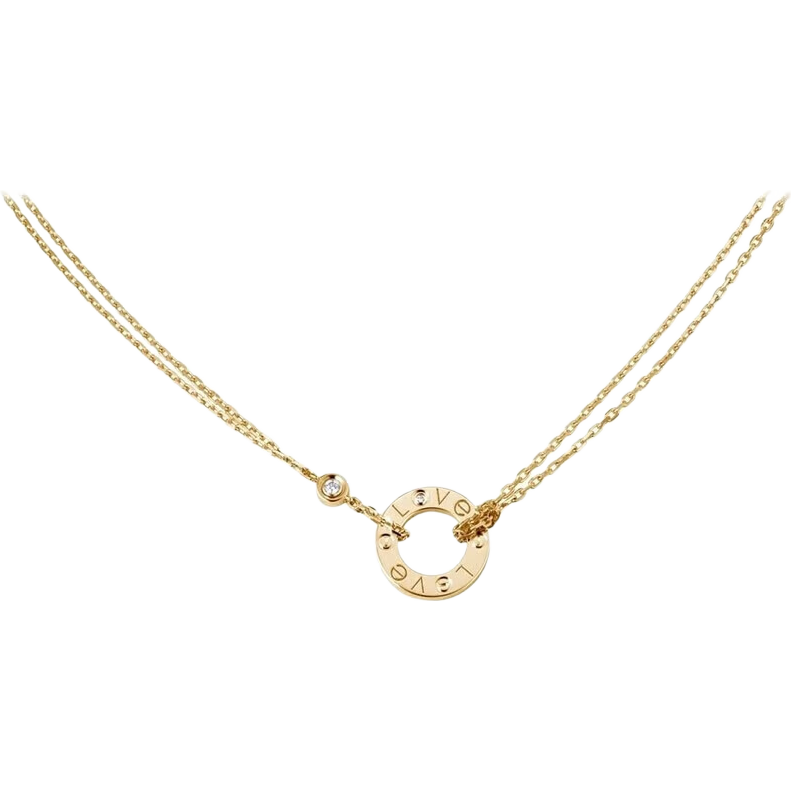 【95成新】卡地亚（Cartier ）LOVE系列项链 18K金色单环镶嵌钻石项链 B7219500 礼物  