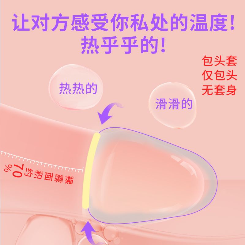 通用涩夫龟头套短款半截仅包头cm戴安全套0.0mm玻尿酸女性套套子 M码+L码(2只散装无包装盒)