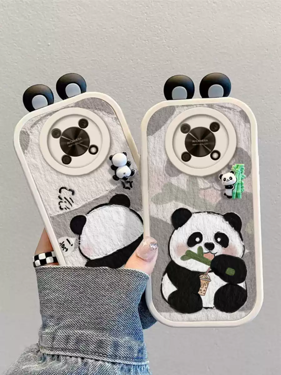 中掌柜适用于华为智选nzone50pro手机壳NZONE50Pro保护套SP210女新款nozne50pro全包防摔HUAWEI小羊皮立 TP259立体背影熊猫+黑白耳朵+黑 华为智选NZONE50Pro