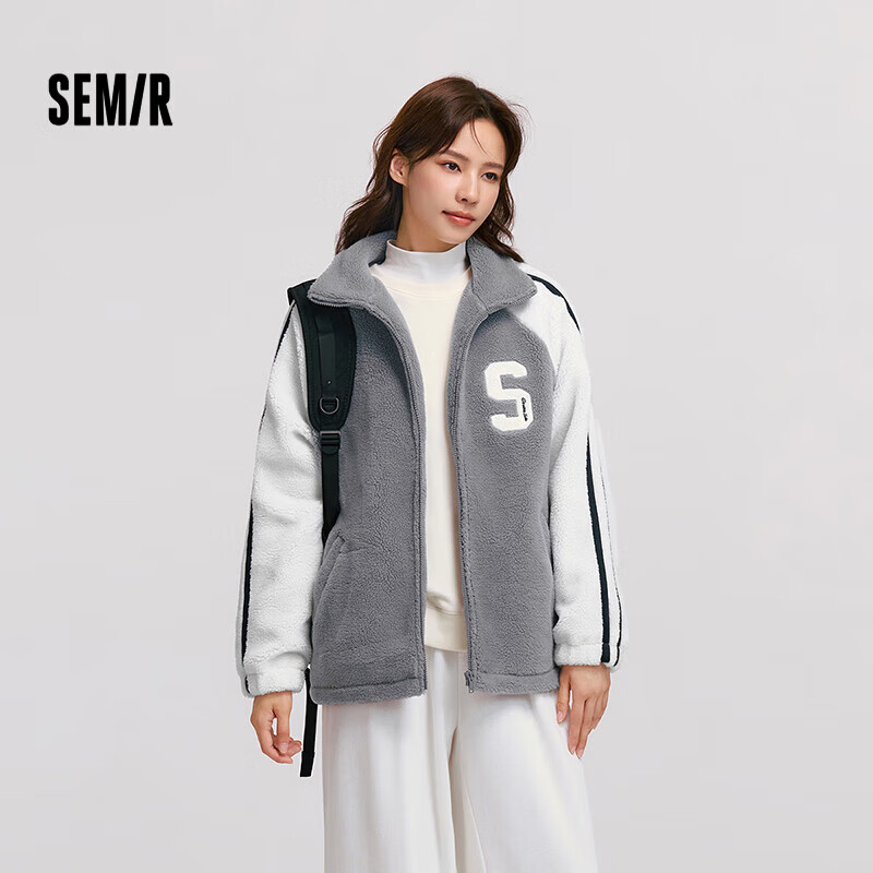 森马（Semir）【夹克合辑】外套男士简约夹克百搭通勤外套情侣款 [女装A款]灰白色调00321 M