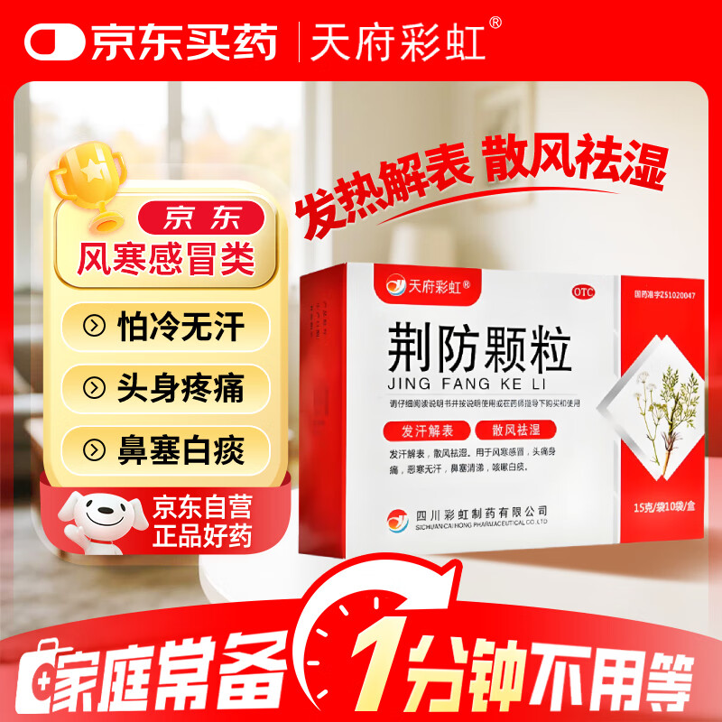 康森荆防颗粒 15g*10袋/盒 感冒药鼻塞流鼻涕止咳化痰 风寒感冒 祛痰清肺咳嗽药退烧药发烧头疼 儿童感冒药