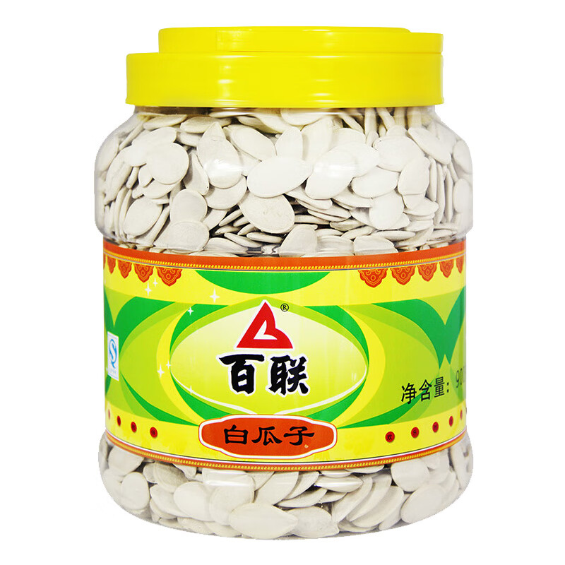 百聯(lián)福建百聯(lián)大白瓜子900g桶裝南瓜子熟大顆粒炒貨紙皮南瓜籽炒熟咸味 罐裝白瓜子【900克】