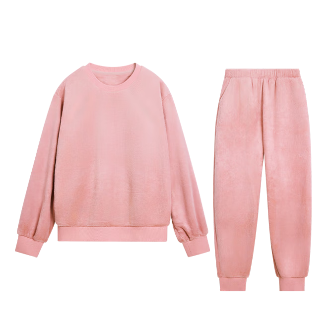 京東京造抗靜電睡衣女睡衣珊瑚絨法蘭絨加厚加絨保暖情侶家居服落櫻粉L