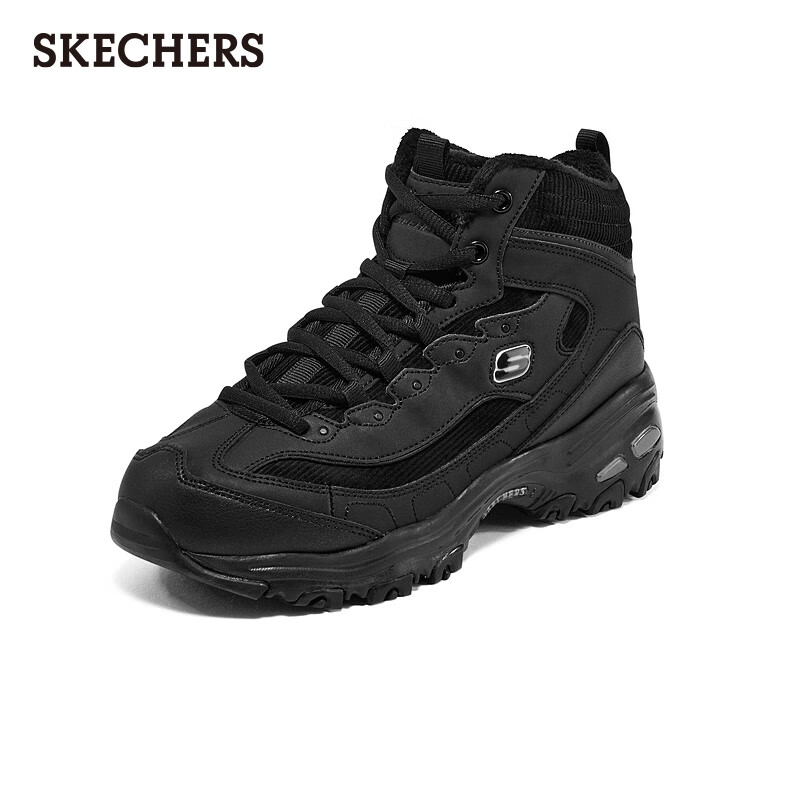 斯凯奇（Skechers）秋冬女子潮流复古熊猫高帮鞋厚底保暖舒适轻便百搭167569 全黑色/BBK 36