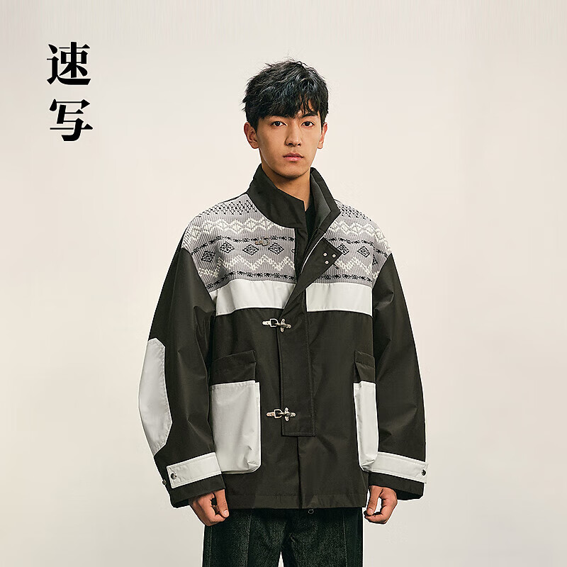 速写男装2025秋新品羽绒服H型宽松立领长袖9P9C12220 021炭灰 L