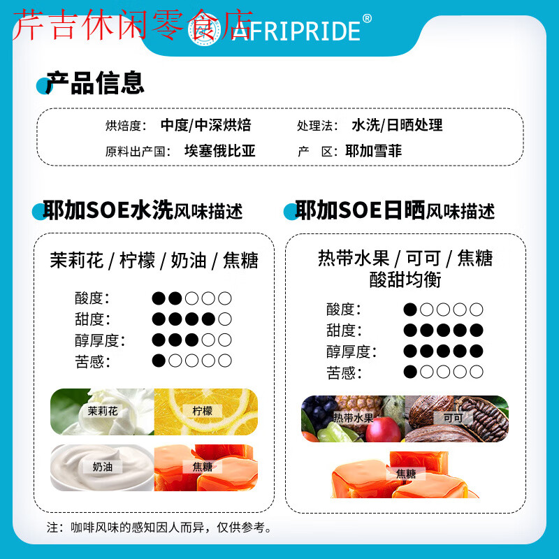 AF耶加雪菲意式咖啡豆手冲精品单品水洗中深度新鲜烘焙埃塞俄比亚 耶加雪菲日晒(中深烘焙) 不磨粉 454g