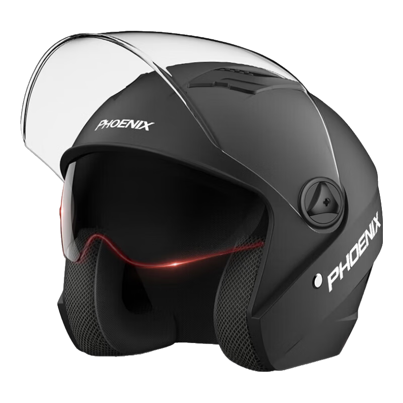 凤凰电动车头盔男女士电瓶摩托车3/4盔双镜冬季防冻保暖防雾四季通用新国标安全帽 3C冬盔-双镜黑【防雾/防晒】新国标