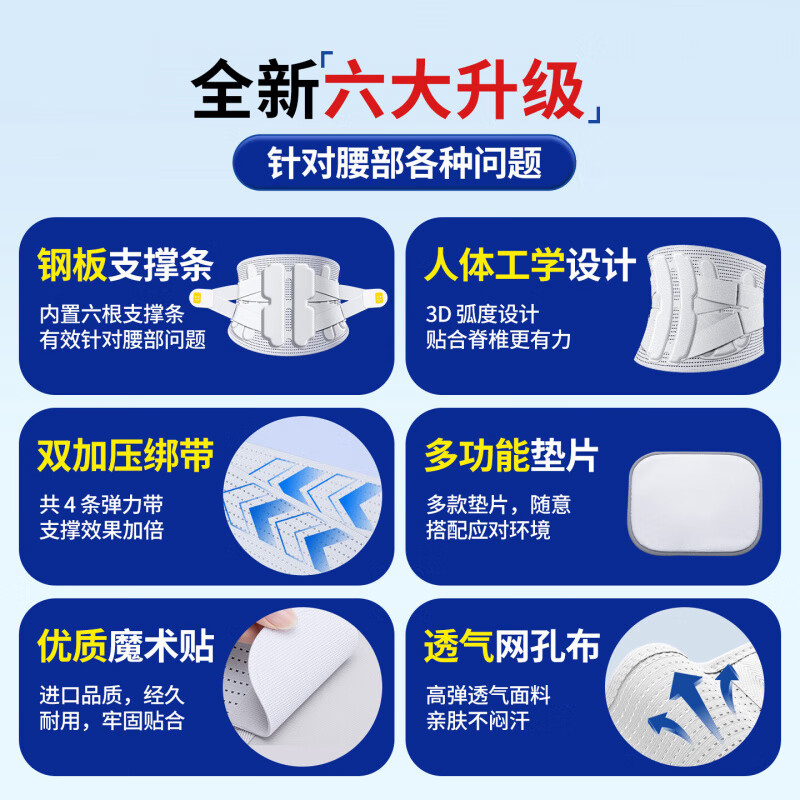飒望德国护腰带腰间盘突出腰肌劳损腰部支撑男女专用久坐站神器 【男女同款】礼盒装 XL【141-170斤】男女通用