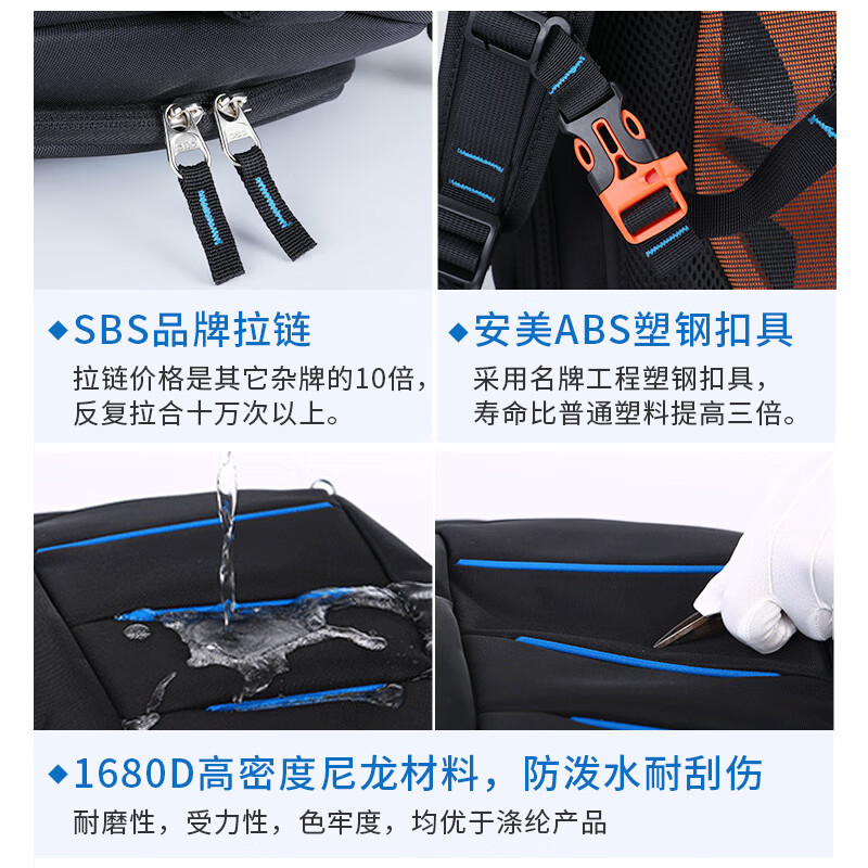 SEASKY无人机相机一体双肩包背包用于DJI大疆御Mavic 4 Pro/ Mavic 3 Pro Classic / Air3S收纳包 无人机摄影双肩包25L【蓝饰条】