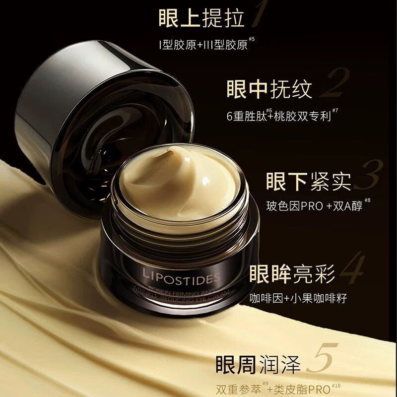麗普司肽（lipostides）玻色因眼霜淡化細(xì)紋干紋黑眼圈補(bǔ)水保濕水潤(rùn)嫩白提亮 22g