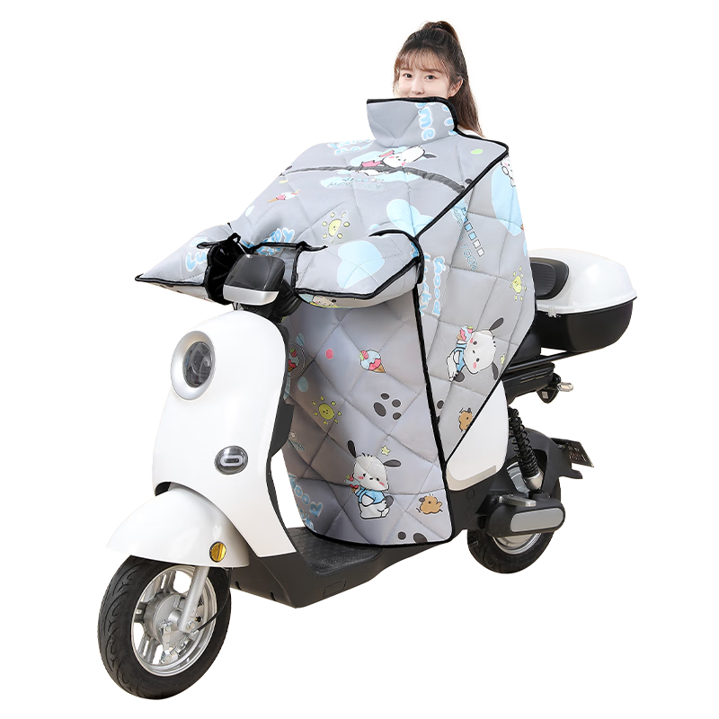 绿源（Luyuan）电动车冬季挡风被加厚电瓶车摩托车保暖加厚挡风被 浅灰-幸运狗【护面+护颈】