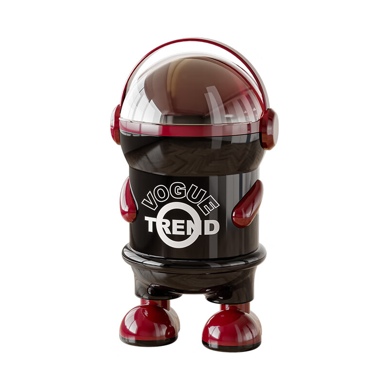 艾仕可（ASCOR）垃圾桶家用2025新款客厅轻奢高档翻盖大容量厨房卧室卫生间高颜值 黑红色-站姿款【滑动旋转双开盖】内外双桶