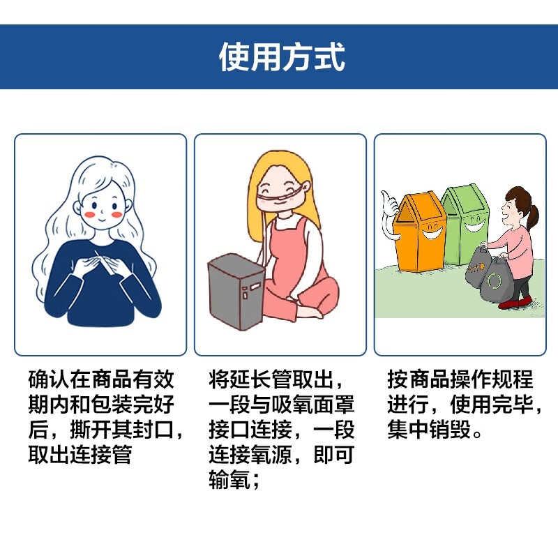 瑞贝松吸氧面罩医用成人儿童家用氧气面罩制氧机氧气瓶通用输氧罩 5米延长管吸引管-诚