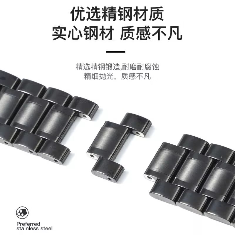华为GT6/GT5精钢手表带GT4pro/GT3蝴蝶扣款watch3/4实心透气表链 新五铢-黑色 GT6/GT5【46表盘-22mm】新品爆款