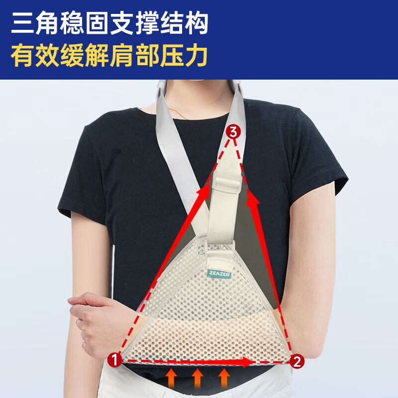 益森(zeazen)医用手臂吊带成人左右手肘受伤托架代替石膏吊带肩肘绑带护具 均 三角巾款