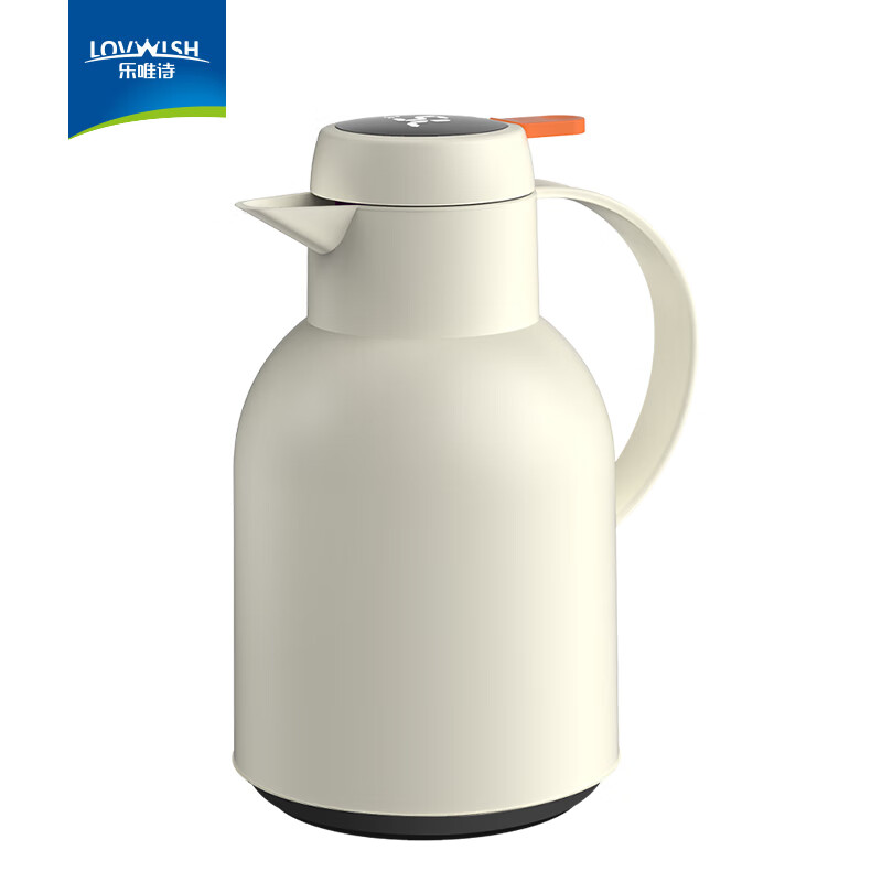 乐唯诗保温壶家用2025新款热水壶大容量水壶开水瓶宿舍热水瓶暖水壶 如意保温壶【温显款】米白色1L