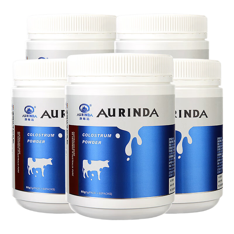 澳琳達(dá)澳洲進(jìn)口牛初乳粉免疫球蛋白Lgg12000mg乳鐵蛋白中老年人兒童禮品 5罐共300條