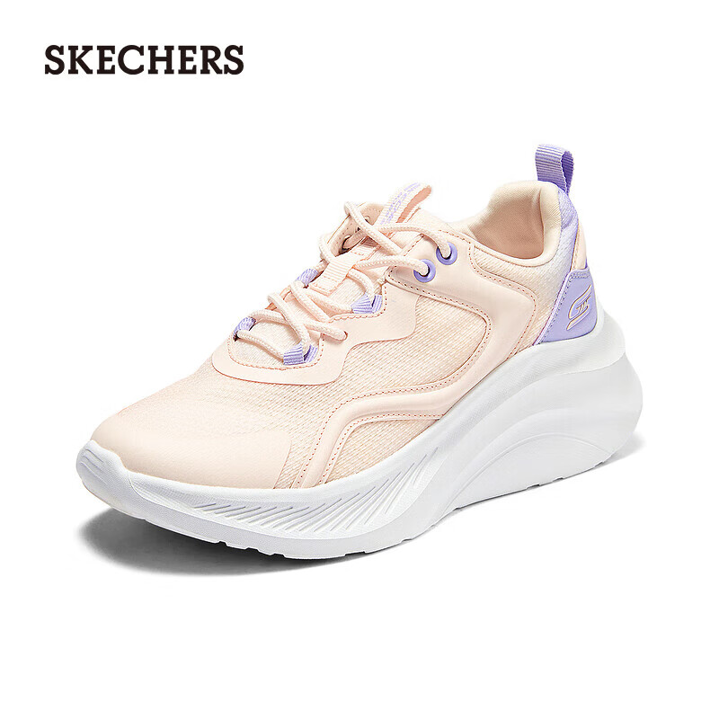 斯凯奇（Skechers）糕糕鞋丨女鞋年新款绑带休闲运动鞋时尚渐变色设计感增高鞋 浅粉色/LTPK 35