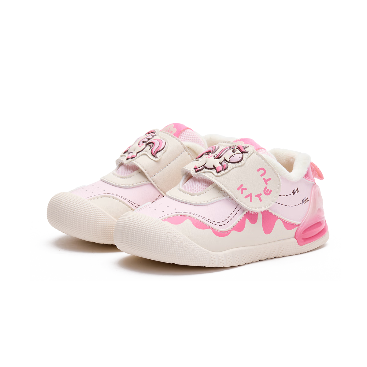 卡特兔宝宝学步鞋2025冬季新品机能鞋防滑耐磨加绒保儿童二棉鞋 粉白 22 内长约14cm 脚长约12.3-12.9