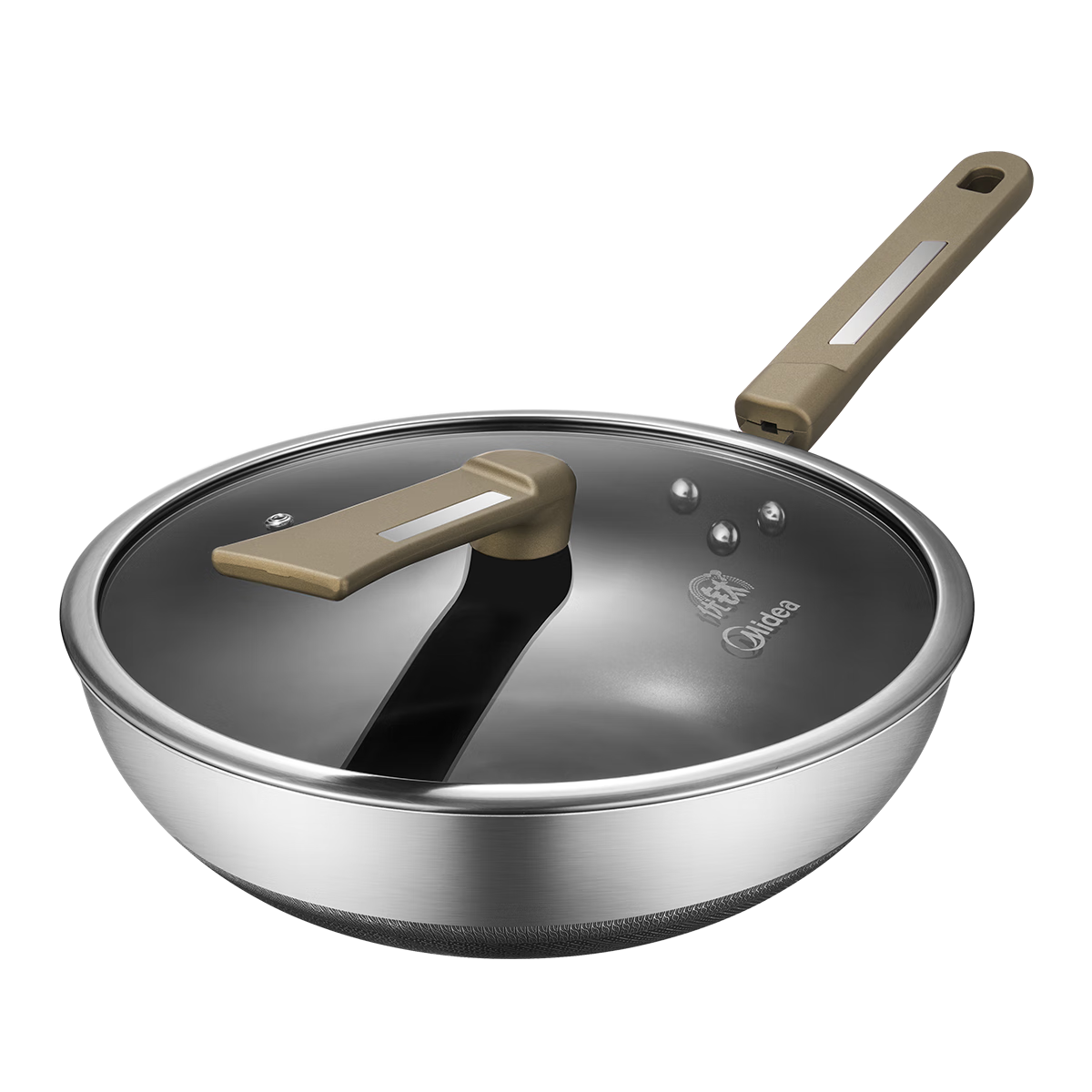 美的（Midea）炒锅不粘锅钛不锈钢炒菜锅煎锅有钛无涂层不粘锅电磁炉通用