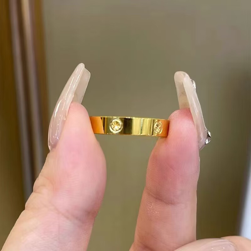 百年老店精选金包银爆款米字钻纹戒指情侣对戒轻奢闭口款节日送礼 22号 加宽加厚精致款