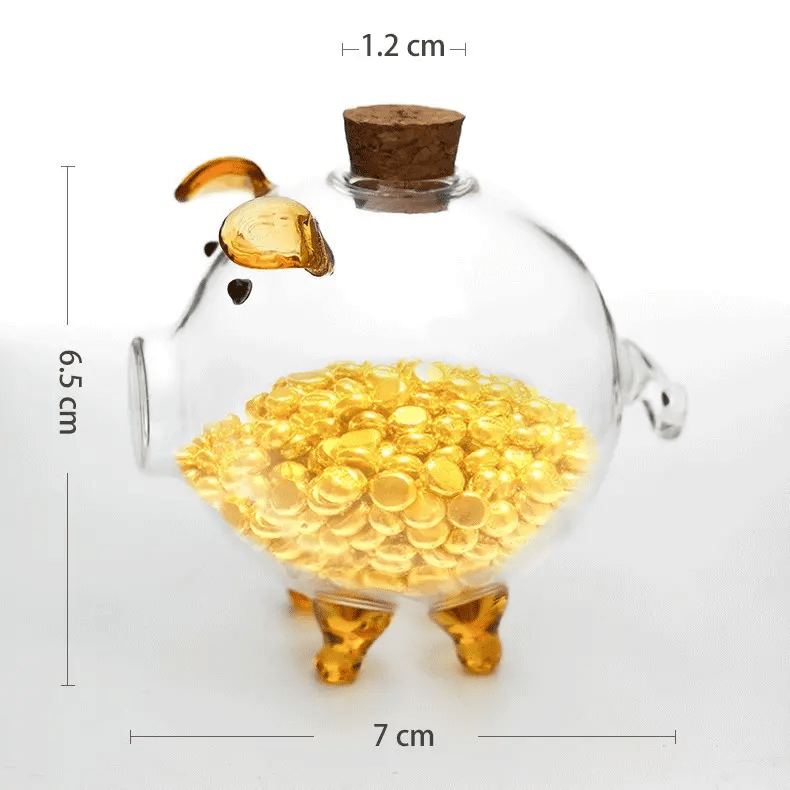 TaTanice存金罐玻璃瓶攢金豆豆收納瓶小豬存錢許愿瓶黃金收納瓶收納許愿瓶 金豆豆小豬存錢罐