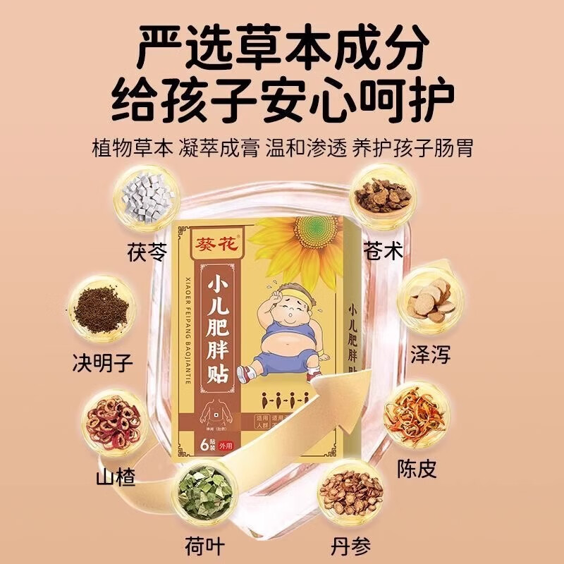 葵花小儿肥胖贴儿童肥胖专用减肥贴调理青少年肚子大消化差燃脂肚脐贴 1盒【轻度肥胖】超出标准5斤 儿童体重标准(kg)=年龄×2+8(kg)