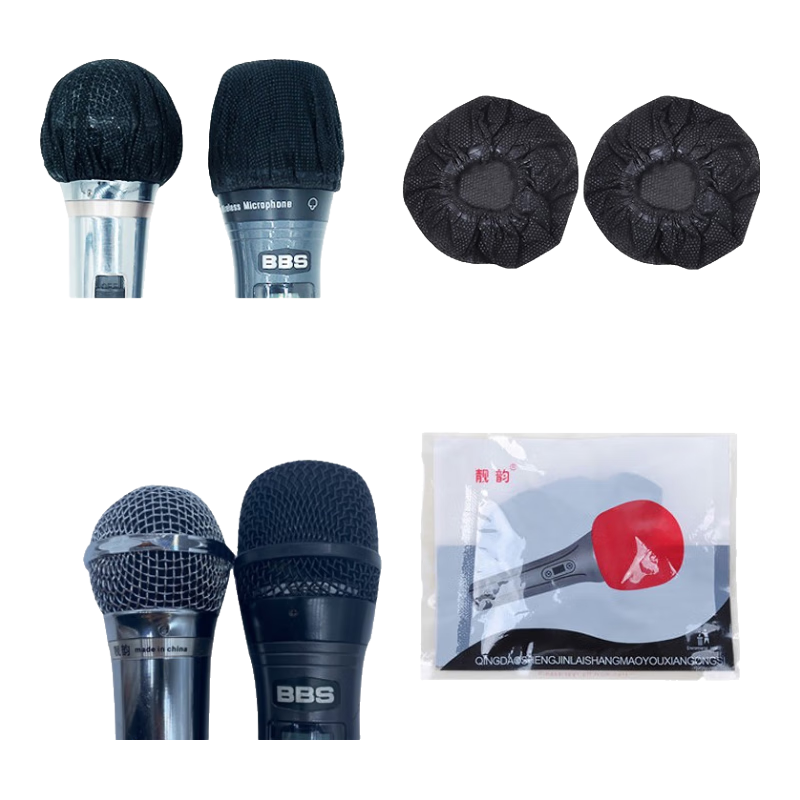 靚韻KTV一次性海綿話筒套麥克風(fēng)防塵罩無紡布ktv防風(fēng)防噴咪罩咪套話筒保護(hù)套 黑色無紡布1000包