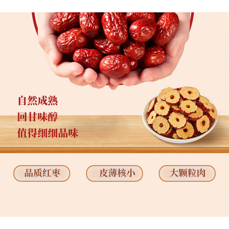同仁堂（TRT）胖东来代购品质正宗新疆红枣片去核干大枣干货新疆特级无核泡水煲 200g*4罐