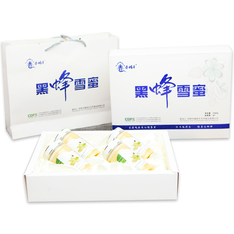 春将半 东北黑蜂雪蜜360g*4瓶 年货礼盒蜂蜜大礼盒装送礼送长辈 1份装