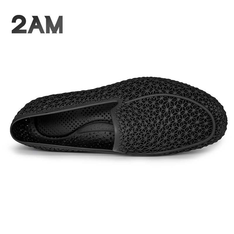 2AM4D打印一体乐福鞋轻便舒适豆豆鞋套脚商务3D打印休闲鞋 黑色 43