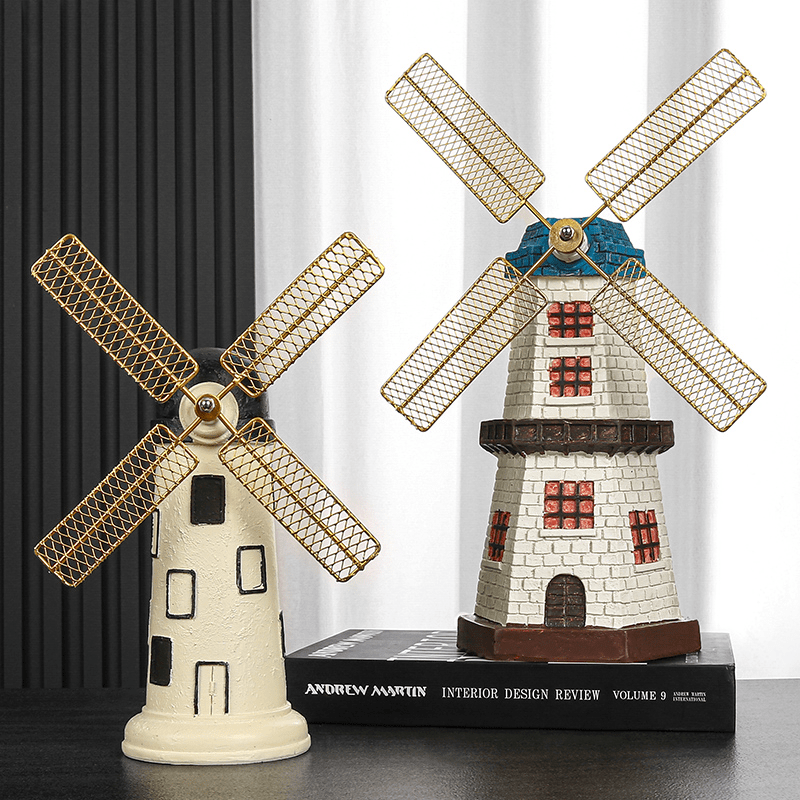OYKTN现代仿真荷兰风车创意摆件家居酒柜客厅电视柜玄关装饰工艺品摆设 绝美风车--高35cm