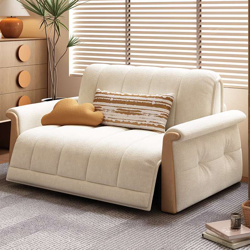 美朵朵多功能智能电动沙发床一体两用2025新款小户型单人双人雪尼尔沙发 外宽:1.15m(加厚S+级雪尼尔) 45D无粉海绵款(无储物)+语音遥控