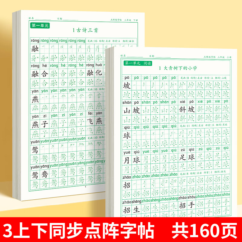 【2025新版】三年级上册同步练字帖语文人教版钢笔硬笔书法练字本正楷书笔画笔顺儿童铅笔描红练习写字每日一练楷体组词识字作文阅读理解专项训练字帖小学生专用 【2本】三上同步字帖+三下同步字帖 三年级