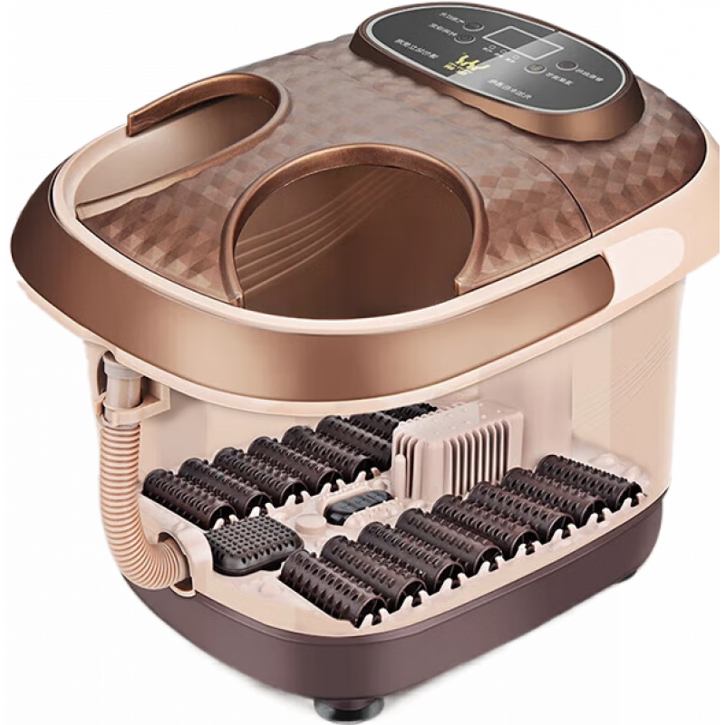 皇威電熱洗腳盆恒溫調(diào)節(jié)泡腳盆加熱家用小型養(yǎng)生泡腳桶足浴盆足療神器 棕色