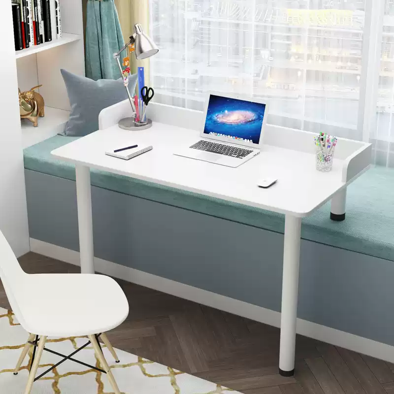 甜苗苗飘窗桌子高低腿阳台书桌电脑桌长短腿书桌家用学习桌小桌子可移动 圆角桌+挡板备注飘窗高度 120x50x75cm