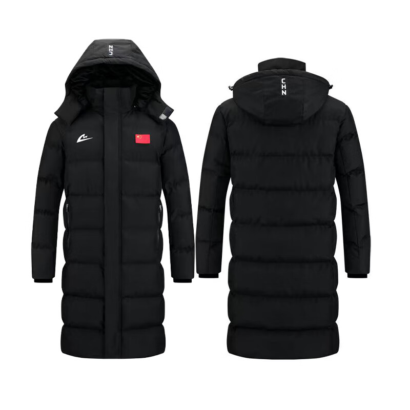 音速猫【北体共研】热浪系列AUTO-FIT长款棉服冬季加厚防风保暖加绒棉衣 黑色02款 3XL