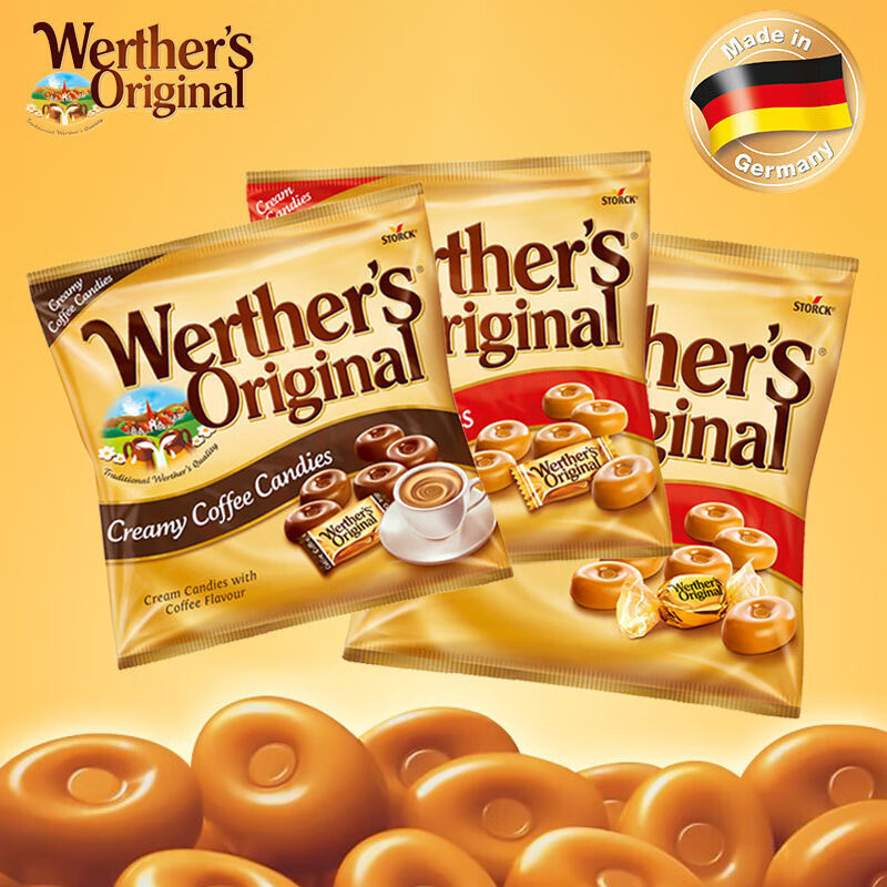 WERTHER&#039;S ORIGINAL德国进口Werther韦特奶油味太妃糖焦糖奶油软糖果零食甜甜伴手礼 焦糖奶油糖果90g*1包临期