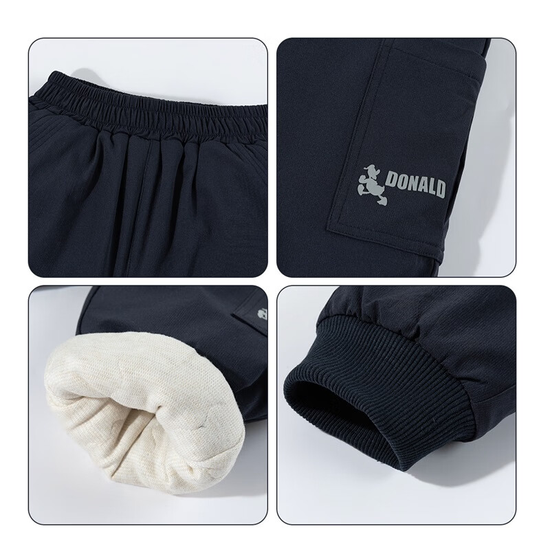 迪士尼（Disney）宝宝棉裤冬季三层保暖超萌男女小童夹棉加厚一条过冬婴儿加绒裤子 夹棉加厚藏青色米奇 140