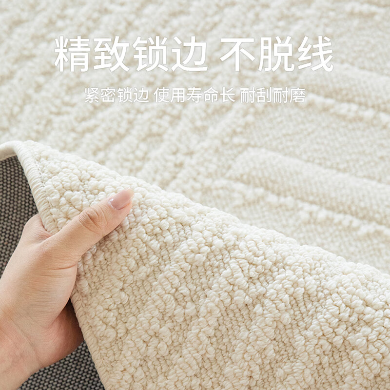 兴连心硅藻丝客厅地毯奶油风沙发茶几毯高级感防水防污免洗可擦卧室地垫 且听容音 300*400cm