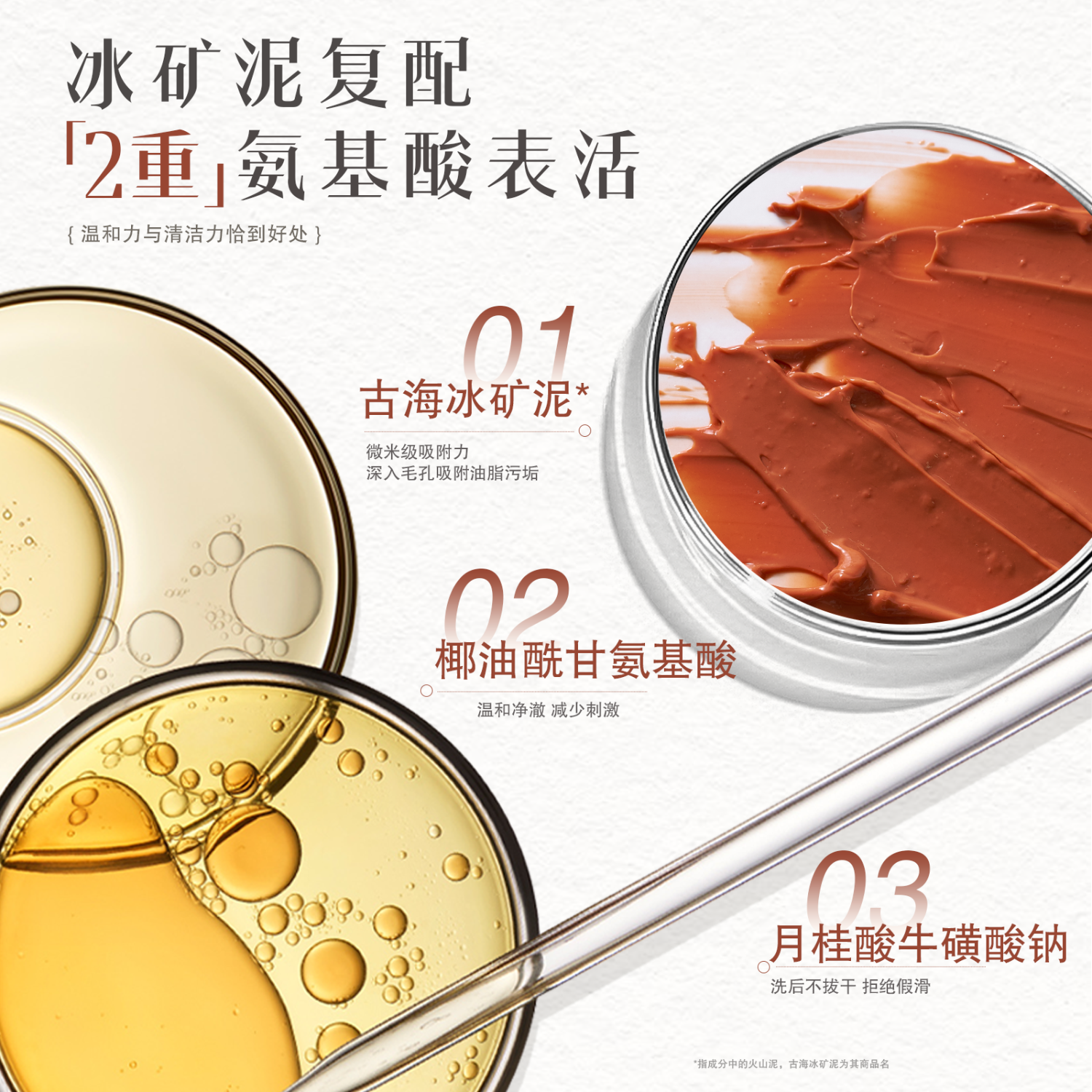 冰芙妮天然火山泥氨基酸洁面膏控油舒缓修护敏感肌专用温和清洁洗面奶 【买一送3】送洁面膏体验装10g*3