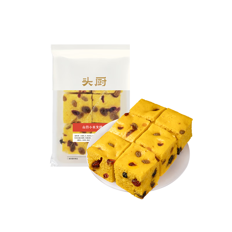 头厨山药小米发糕300g*2袋共12个无添加儿童糕点学生早餐半成品开学季