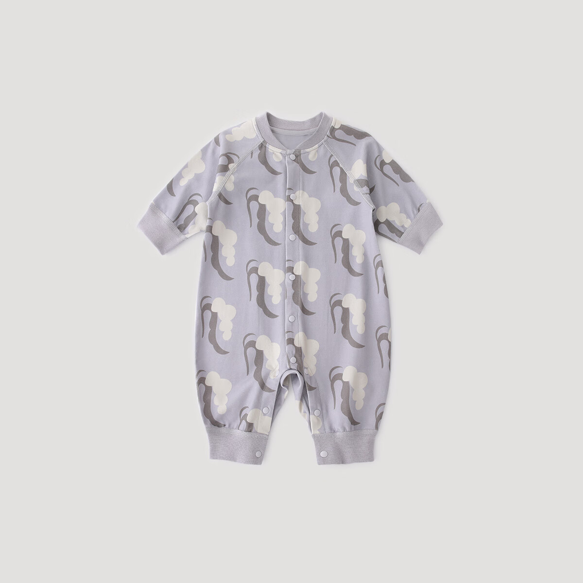 巴厘小猪宝宝连体衣春秋纯棉幼儿衣服新生儿秋季哈衣爬服小月龄 紫色麦浪 80cm