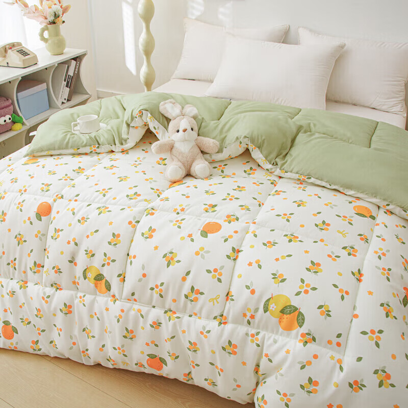 【69.9包邮】软贝 秋冬A类羽丝棉加厚冬被约5斤 柠檬200x230cm